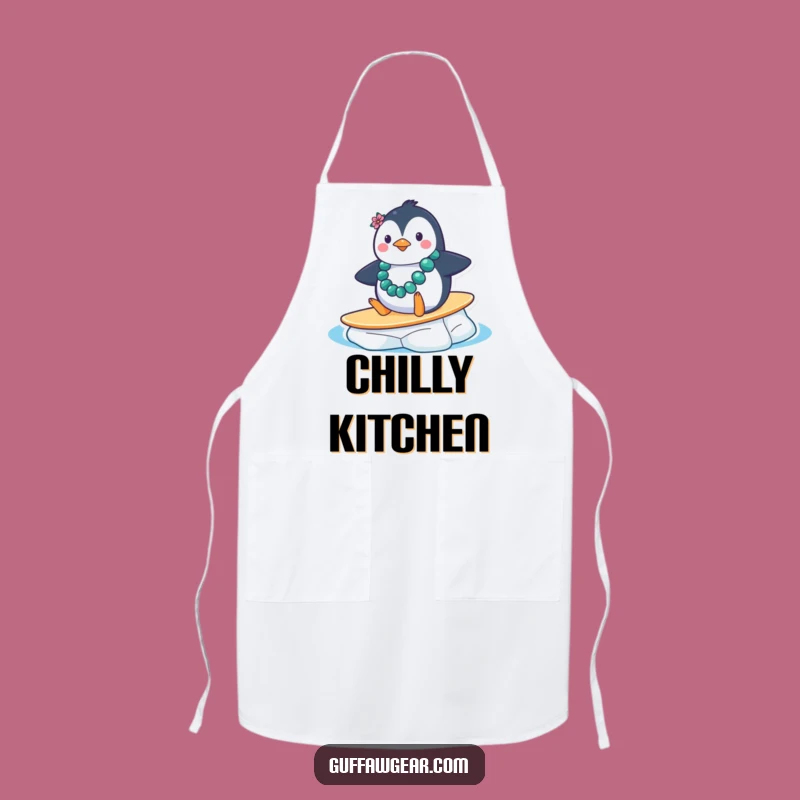 Funny Penguin Surf Apron: Hilarious Kitchen Gift for Those Who Embrace Cold 'Beaches'