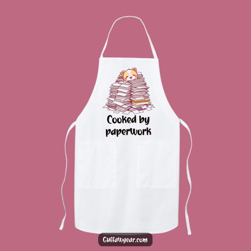 Funny Paperwork Attack Apron: Hilarious Animal Chef's Office Nightmare
