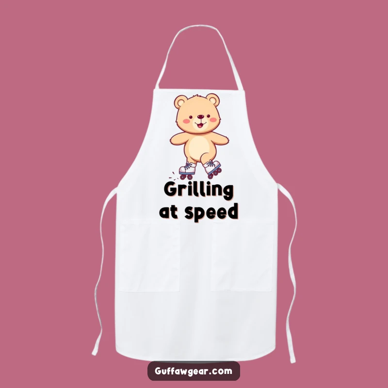 Funny Roller Bear Apron: Wobbly Skater Kitchen Gift for Cooks