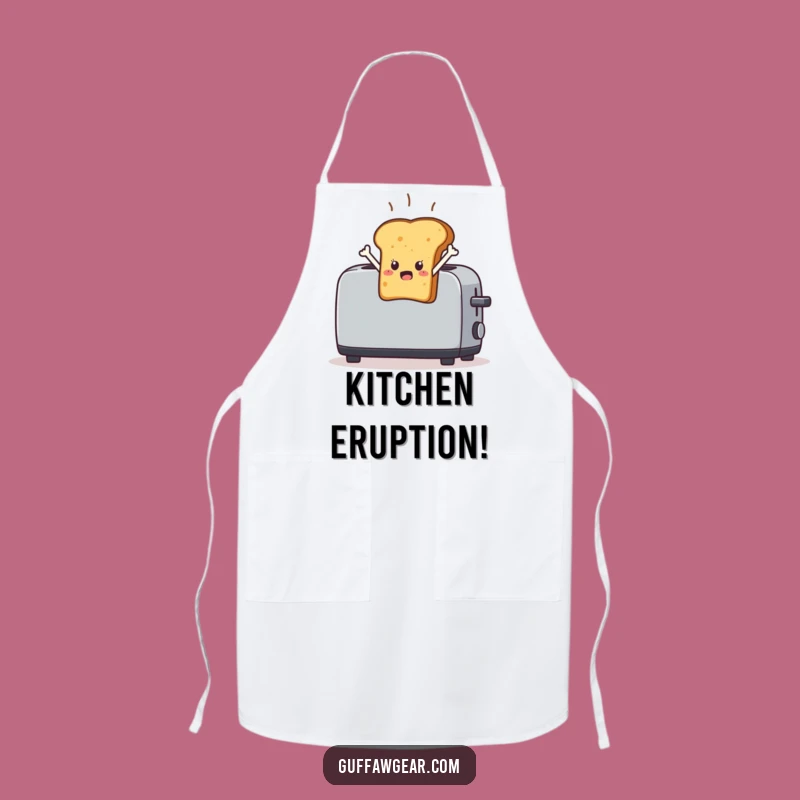 Funny Startled Toast Chef Apron: Leaping Breakfast Kitchen Fun