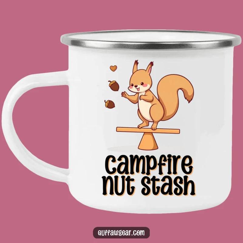 Funny Squirrel Acrobat Camping Mug: Acorn Adventure Gift for Outdoors