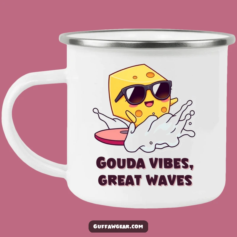 Funny Kawaii Cheese Camping Mug: Hilarious Enamel Surf Cup Gift