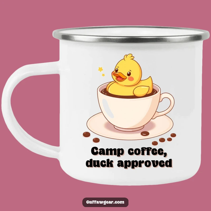 Funny Kawaii Duck Camping Mug: Whimsical Enamel Coffee Cup Gift