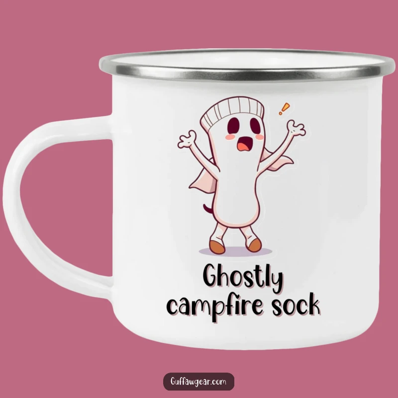 Funny Sock Ghost Camping Mug: Bewildered Spirit Outdoor Fun - Hilarious Gift!