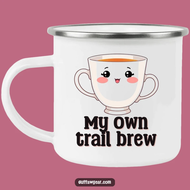 Funny Teacup Handle Sip Camping Mug: Outdoor Brews Meet Adorable Struggle - Rugged Gift