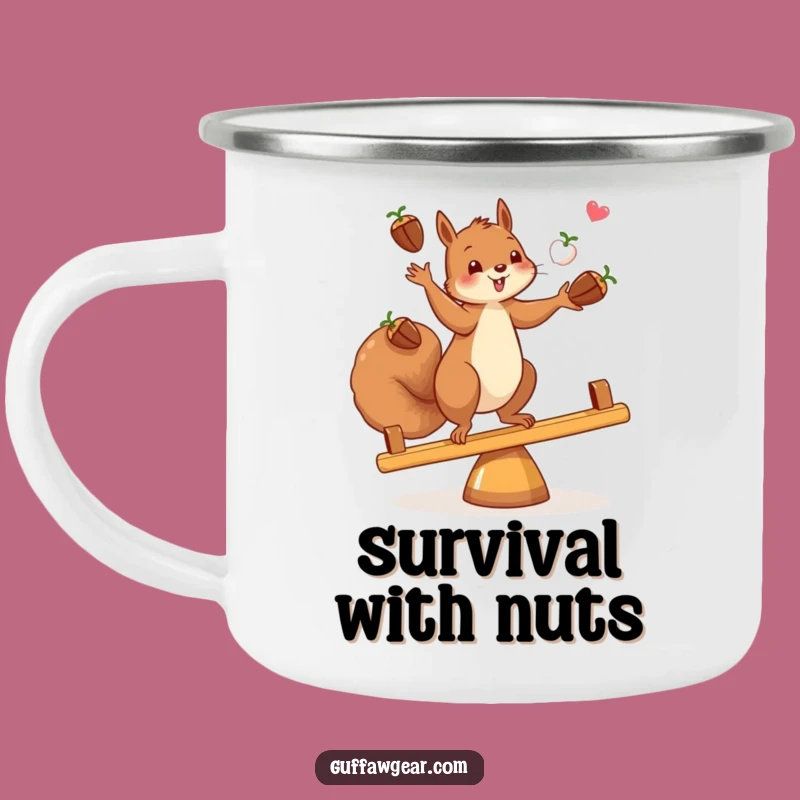 Funny Squirrel Juggling Camping Mug: Outdoor Balance, Perfect Adventure Gift