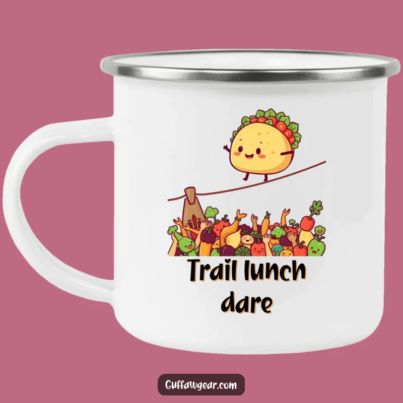 Funny Taco Tightrope Camping Mug - Durable Foodie Enamel Cup Gift