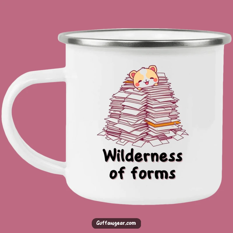 Funny Paperwork Chaos Camping Mug: Hilarious Animal Outdoor Office Escape