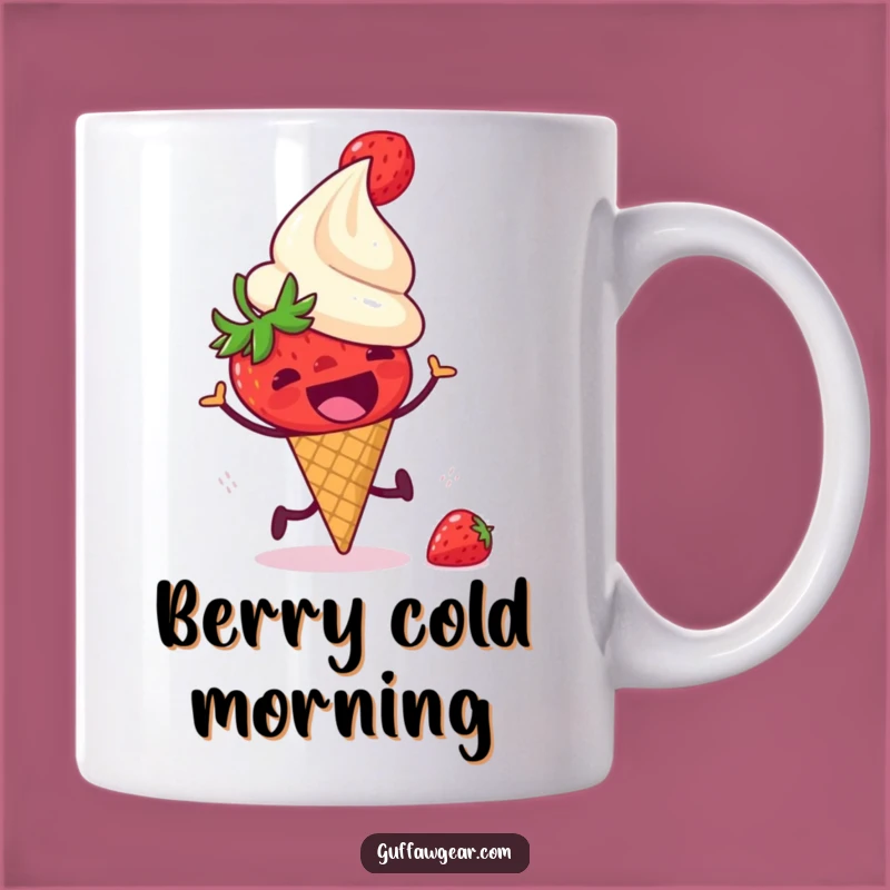 Funny Strawberry Escaping Ice Cream Mug: Hilarious Dessert Drama Gift