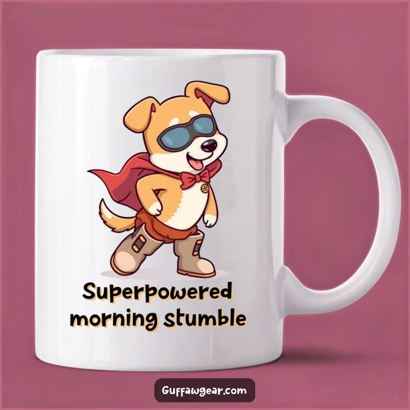 Funny Dog Superhero Tripping Mug - Hilarious Pet Lover's Coffee Gift