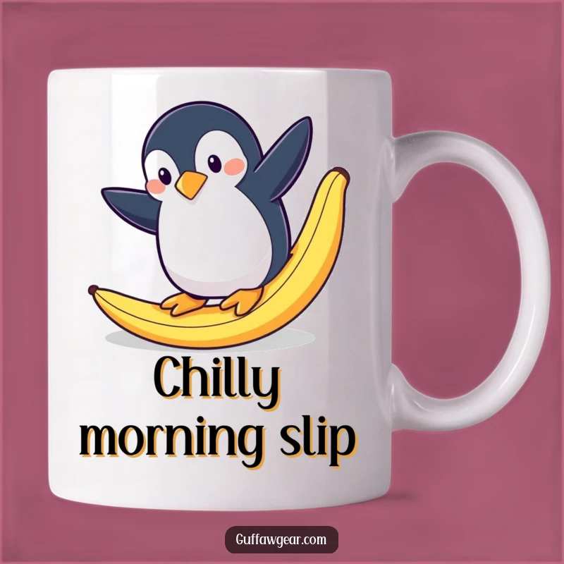 Funny Penguin Banana Slip Mug: Dramatic Fall, Perfect Comedic Gift