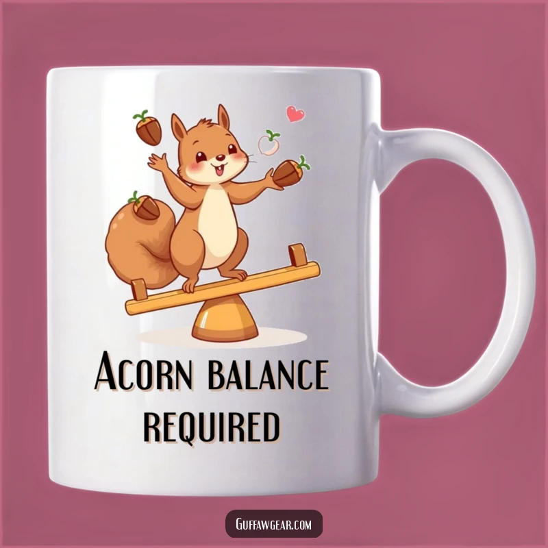 Funny Squirrel Juggler Mug: Acorn Balancing Act, Perfect Gift for Nutty Friends