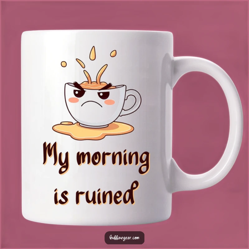 Funny Grumpy Teacup Spill Mug - Hilarious Coffee Cup Gift for Tea Lovers