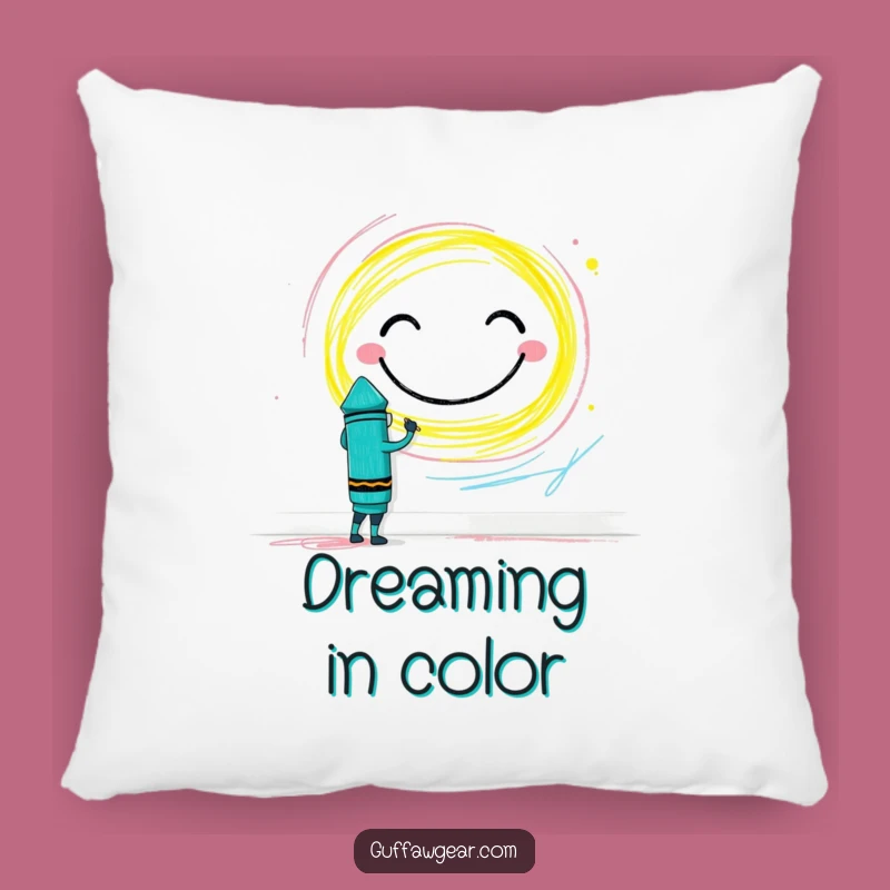 Funny Crayon Comfort Pillow: Brave Artist Smiley Face Cushion for Cozy Laughs