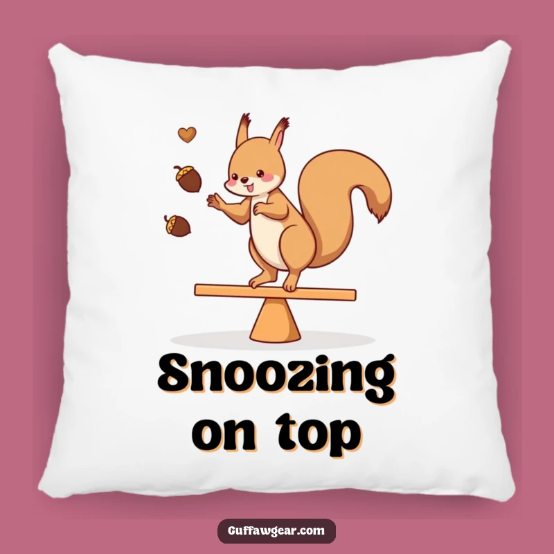 Funny Acorn Pillow: Cozy Squirrel Balancing Act Gift for Comfort