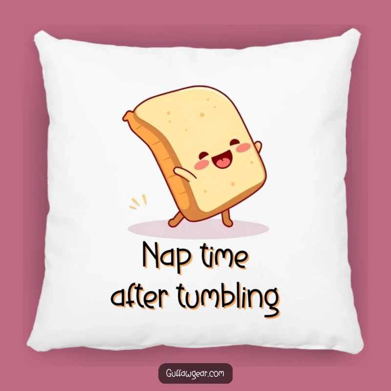 Funny Bread Cartwheel Fail Pillow - Cozy Comfort with a Tumble