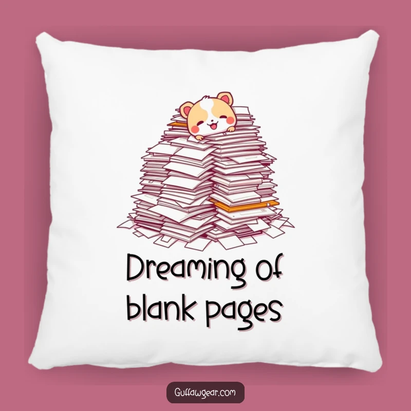 Funny Paperwork Tripping Pillow: Comedic Animal Office Accent Cushion