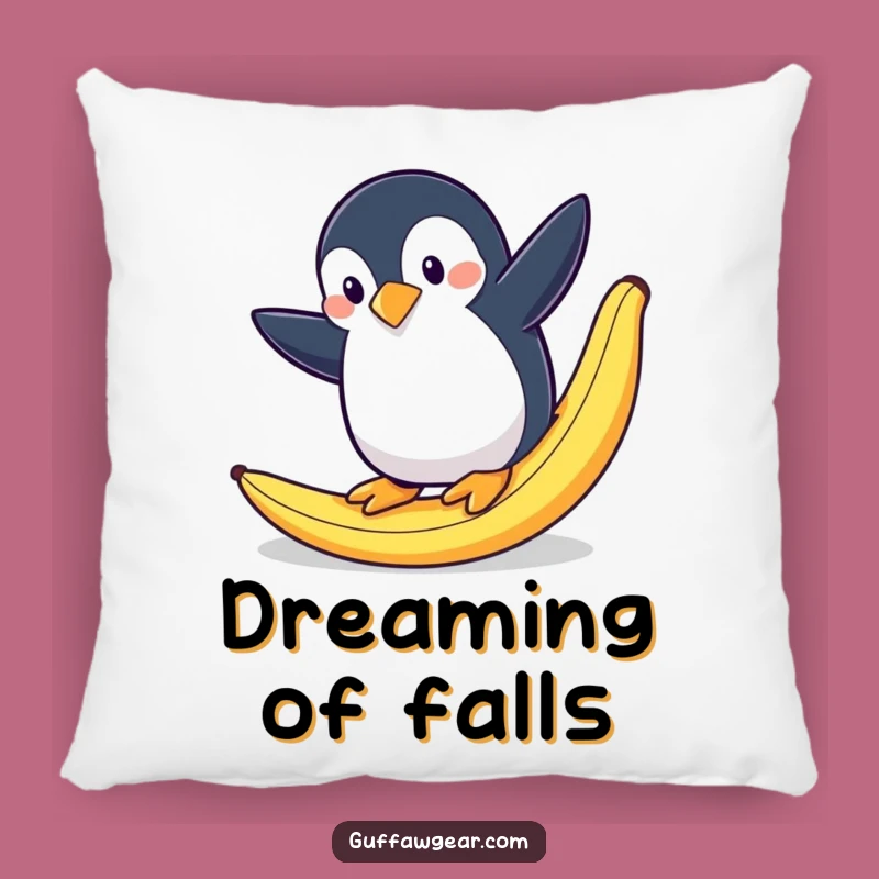 Funny Penguin Banana Slip Pillow: Cozy Drama, Comfort and Chuckles