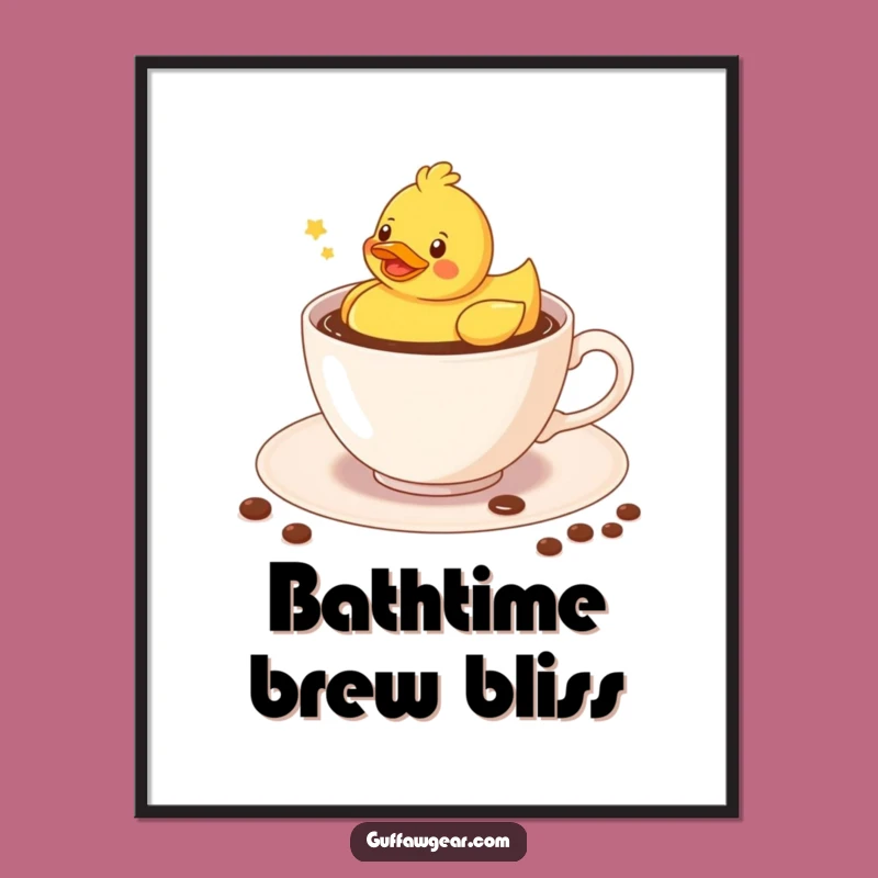Funny Kawaii Duck Art Print: Whimsical Coffee Digital Gift