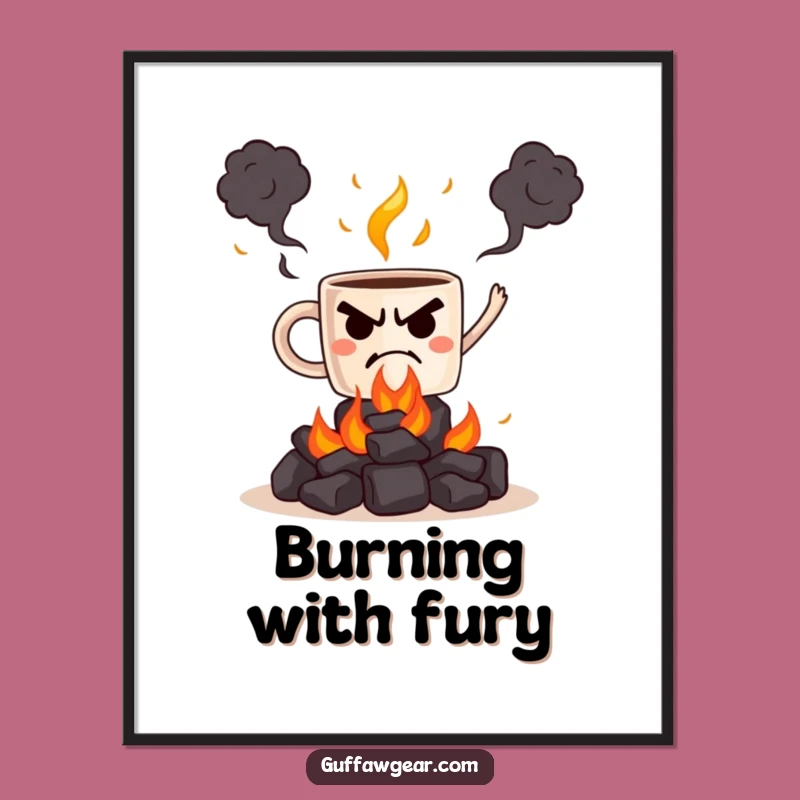 Funny Grumpy Mug Juggling Coals Digital Art - Fiery Printable Decor