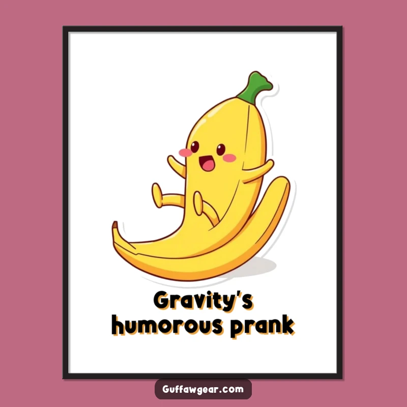 Funny Banana Peel Slip Digital Art: Hilarious Food Character Printable Decor