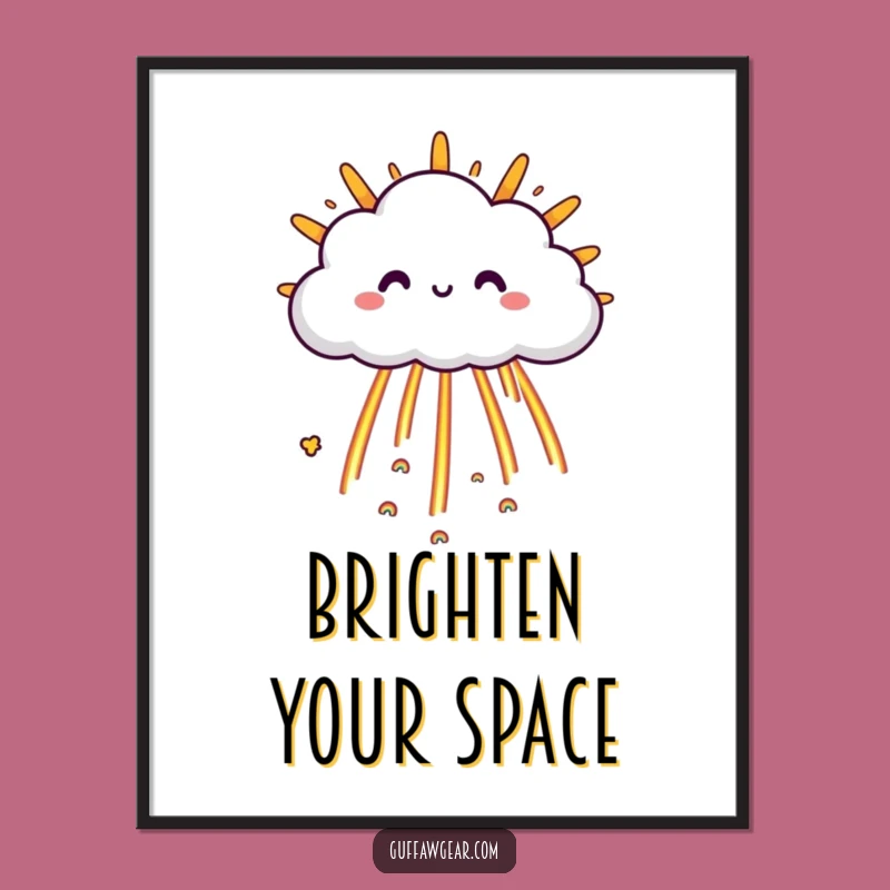 Funny Cloud Rainbow Digital Print: Happy Weather Wall Art