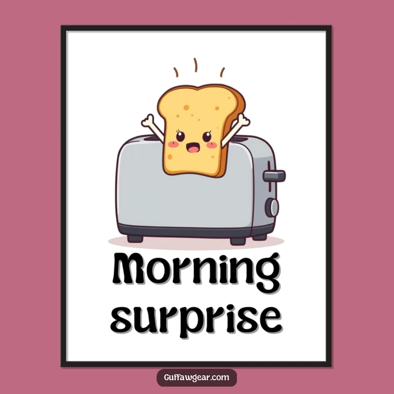 Funny Startled Toast Digital Print: Leaping Breakfast Wall Art