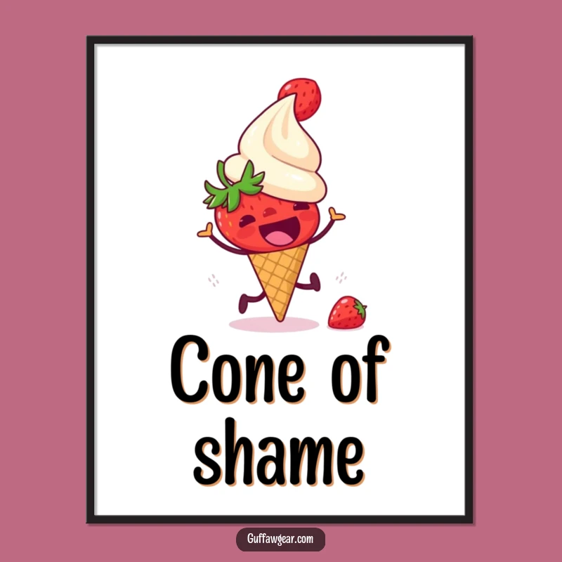 Funny Strawberry Ice Cream Digital Art: Instant Humorous Decor for Foodies