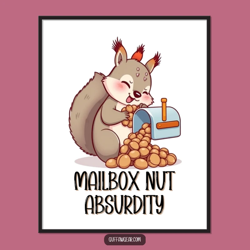 Funny Squirrel Mailbox Nuts Digital Print - Instant Hilarious Wall Art Gift