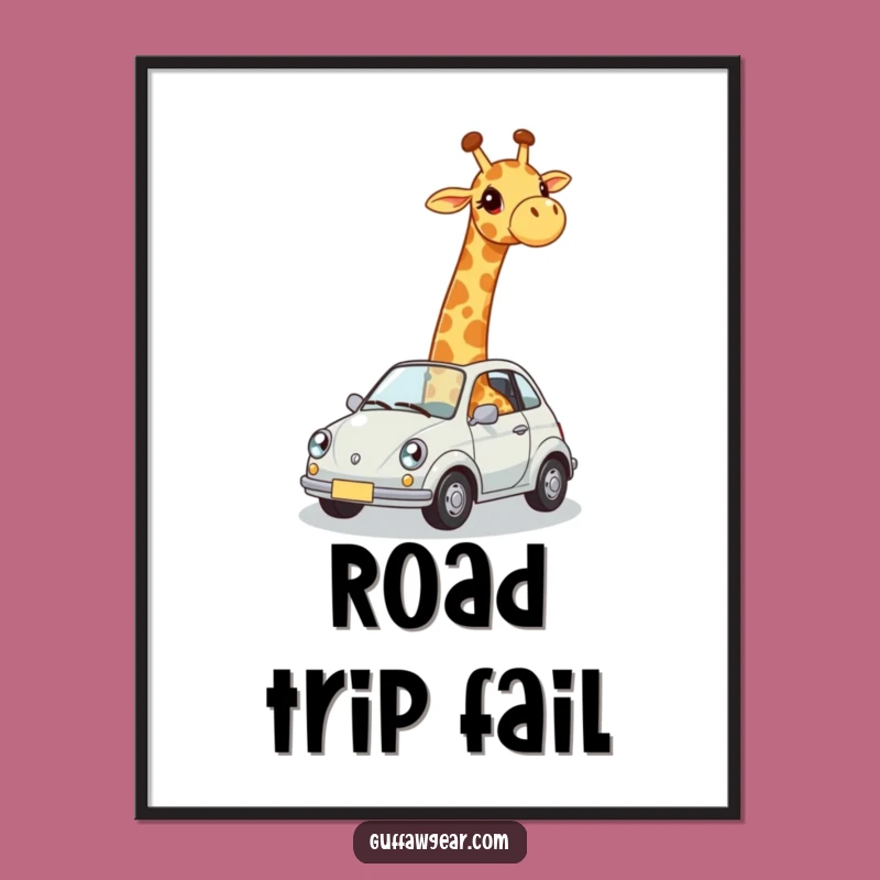 Funny Giraffe Car Fit Digital Art: Quirky Decor for Your Walls