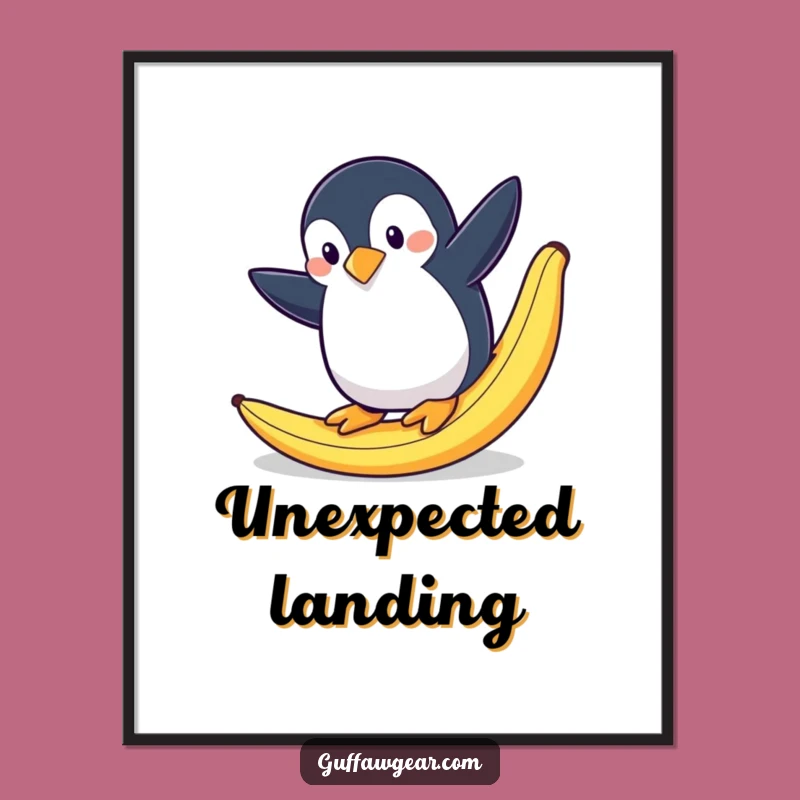 Funny Penguin Banana Slip Digital Print: Dramatic Art, Instant Wall Decor