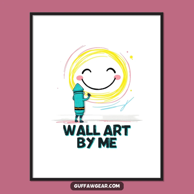 Funny Crayon Masterpiece Digital Print: Brave Smiley Face Wall Art