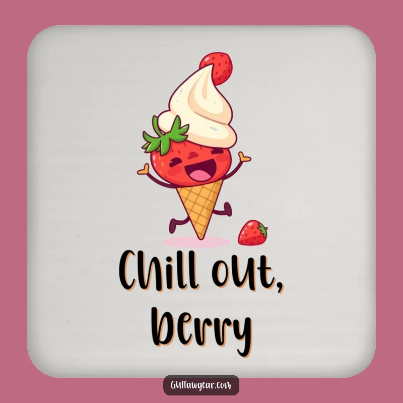 Funny Strawberry Ice Cream Coaster: Protect Surfaces with Dessert Drama