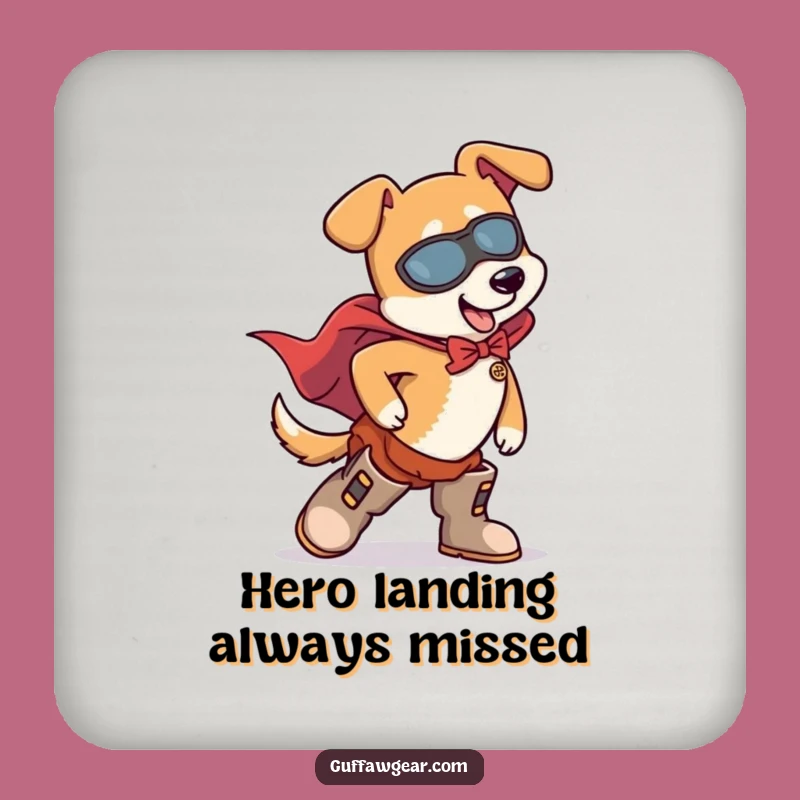 Funny Dog Superhero Tripping Coaster - Hilarious Table Protector Gift