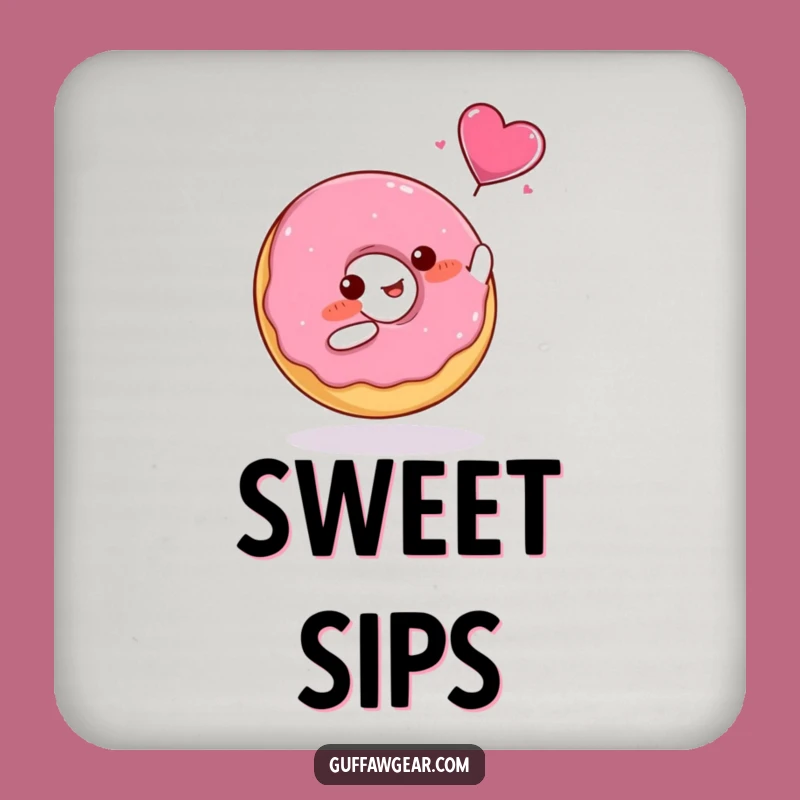 Funny Donut Heart Catch Coaster - Cute Drink Saver Gift