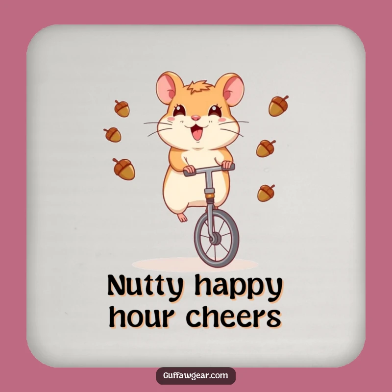 Funny Hamster Unicycle Juggling Coaster - Hilarious Table Protector Gift