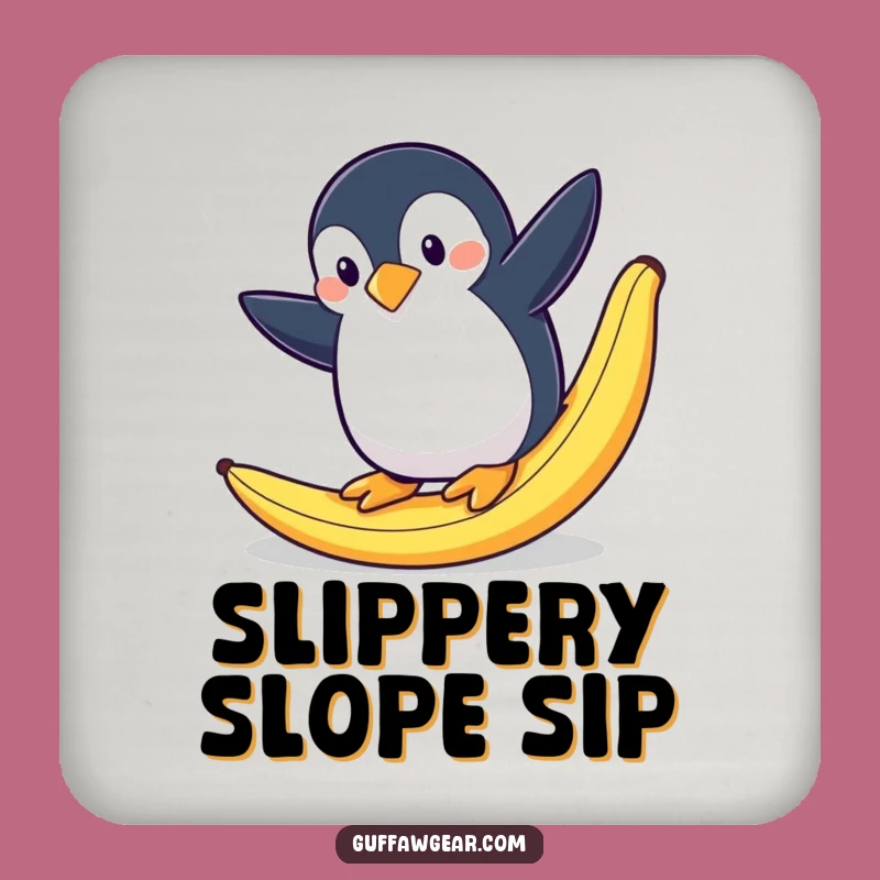 Funny Penguin Banana Slip Coaster: Dramatic Protection, Quirky Drink Decor