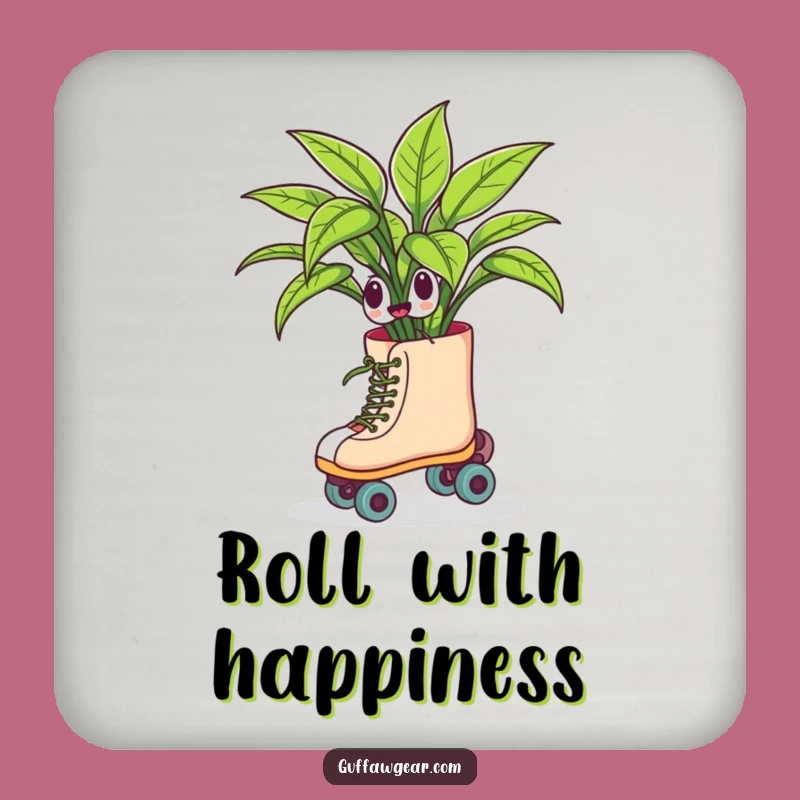 Funny Roller Skating Plant Coaster Set: Protect Surfaces with Green Humor