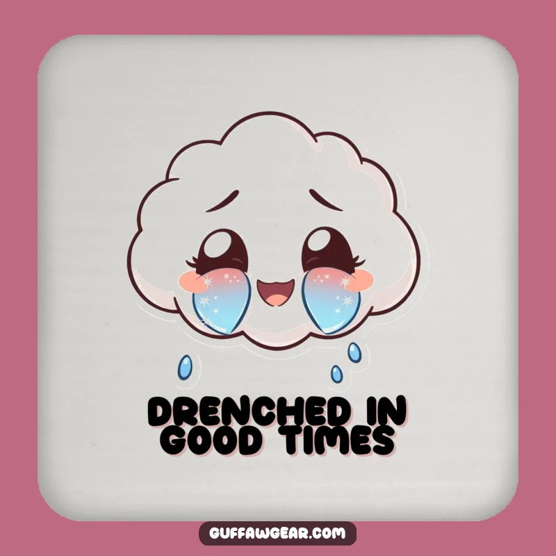 Funny Sparkly Tears Cloud Coaster: Protect Surfaces with Joyful Drops