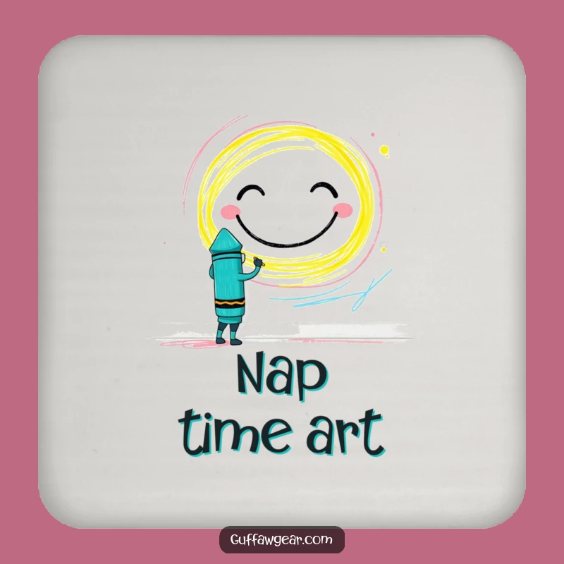 Funny Crayon Art Coaster: Brave Smiley Face Drink Protector