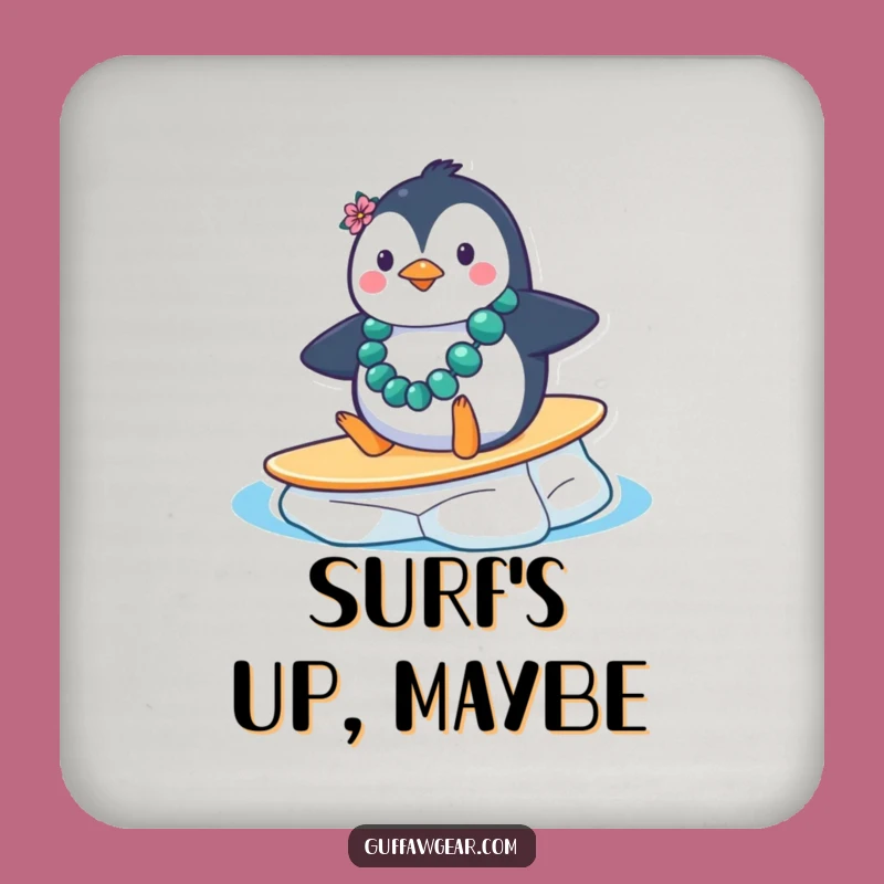 Funny Penguin Surf Coaster: Hilarious Drink Protector Gift for Tabletop Fun
