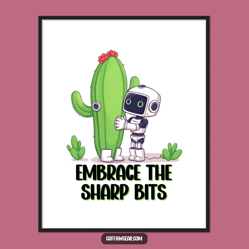 Funny Robot Cactus Hug Poster - Hilarious Wall Art for Any Room