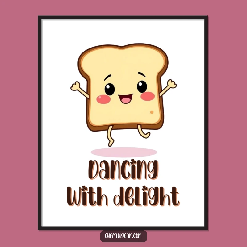 Funny Dancing Toast Poster: Lively Wall Art for a Cheerful Space