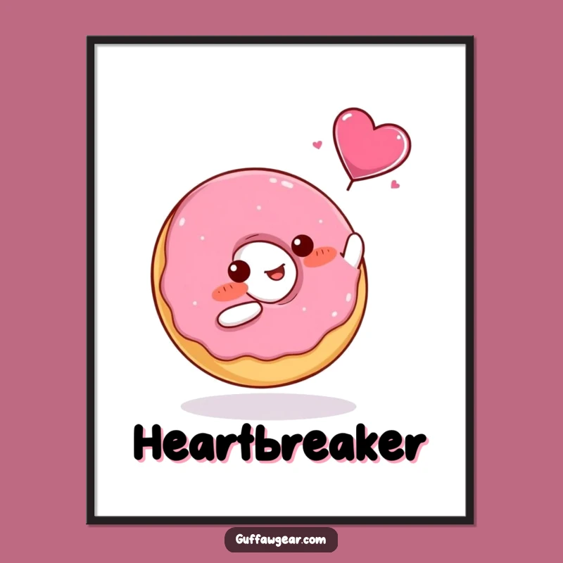 Funny Donut Heart Catch Poster - Adorable Wall Art Gift for Sweet Decor