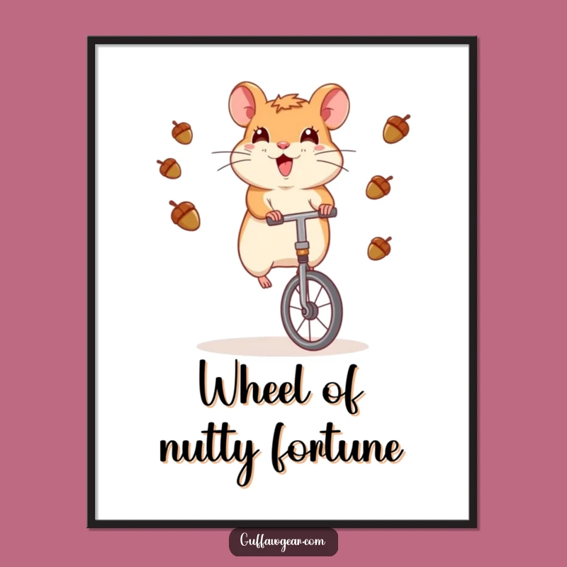 Funny Hamster Unicycle Juggling Poster - Hilarious Wall Art Gift