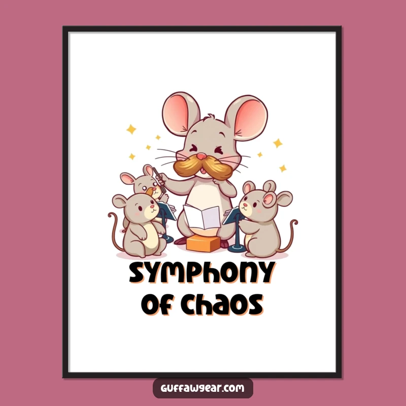 Funny Maestro Mouse Poster: Hilarious Wall Art Gift for Music Lovers and Mustaches
