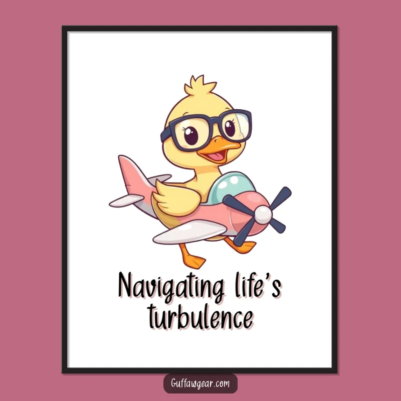 Funny Duck Pilot Poster: Aviation Humor Art Print Gift for Flyers