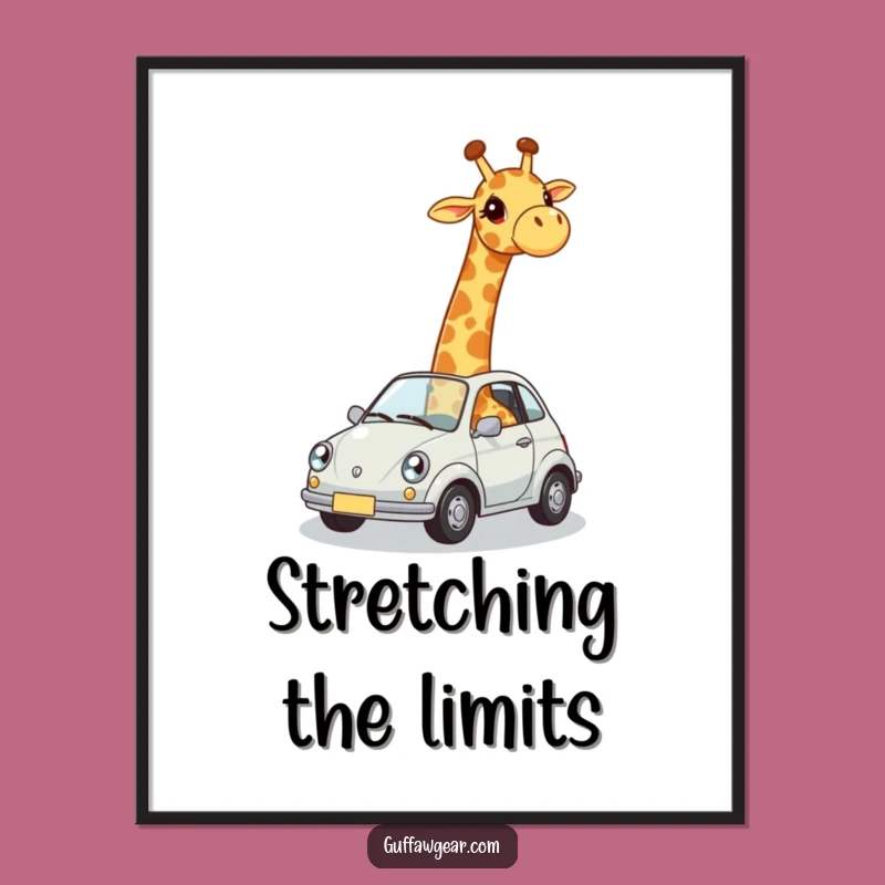 Funny Giraffe Car Fit Poster: Whimsical Wall Art for Humorous Homes