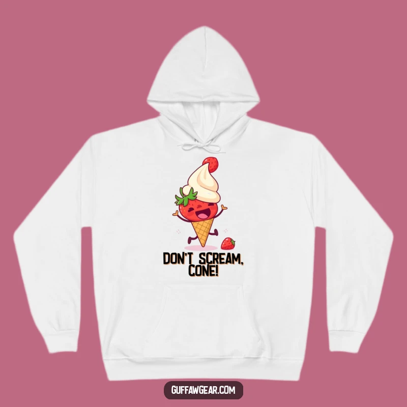 Cozy Funny Strawberry Ice Cream Hoodie: Warm & Humorous Dessert Lover Apparel