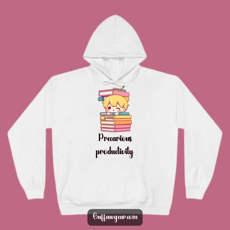 Funny Office Balance Tower Hoodie: Cozy Comedic Desk Humor